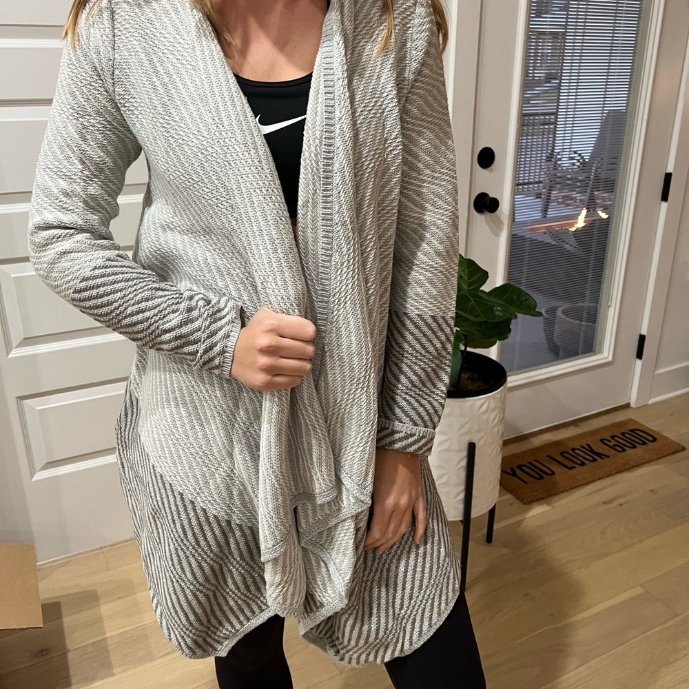 Lucky Brand Neutral Striped Cardigan